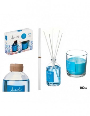 Set Mikado 100 ml Bougie 30H Océan -...