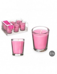 Set 6 Velas Vaso Vidrio...