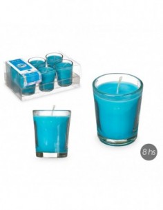 Set 6 Velas Vaso Vidrio...