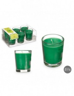 Set 6 Velas Vaso Vidrio...