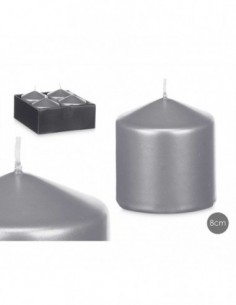 Bougie bloc argent 8cm -...