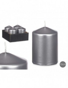 Bougie bloc argent 10cm -...