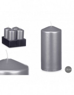 Bougie bloc argent 15,5cm -...