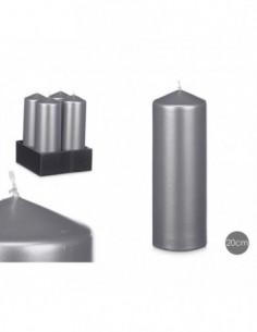 Bougie bloc argent 20cm -...