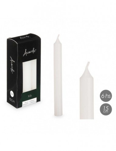 Set 6 bougies Blanc 15 cm 6 horas -...