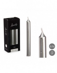 Set 6 bougies Argent 15 cm...